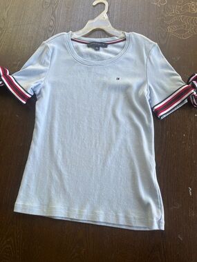 Tommy Hilfiger Light Blue Tee with Red White Navy Trim